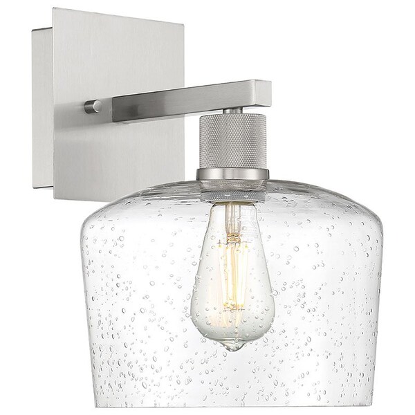 Access Lighting Port Nine Chardonnay, Chardonnay LED Wall Sconce, Brushed Steel Finish, Seeded Glass 63144LEDDLP-BS/SDG - main